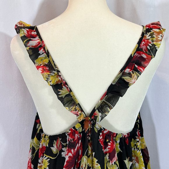 NWT Volcom Black Red Floral Maxi Dress Size Small - Picture 8 of 11
